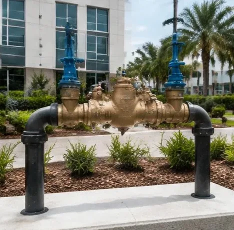 Water heater beside a luxury Palm Beach County residence