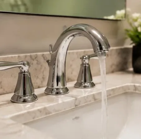 Installed bathroom faucet and sink