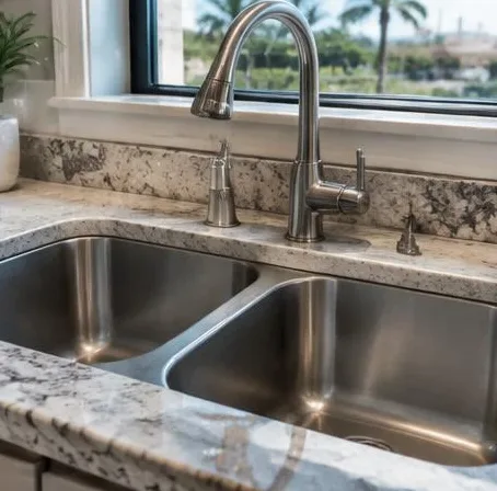 Installed bathroom faucet and sink
