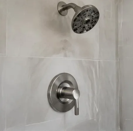 Installed bathroom faucet and sink