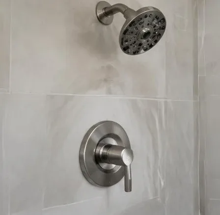 Installed bathroom faucet and sink