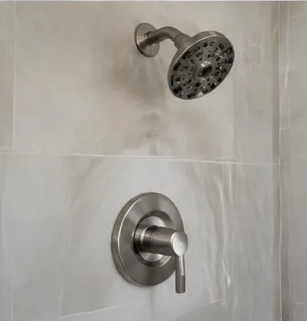 Installed bathroom faucet and sink