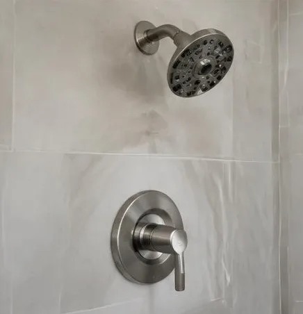 Installed bathroom faucet and sink