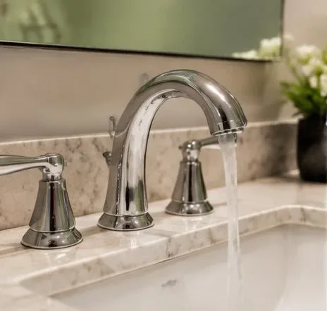 Installed bathroom faucet and sink