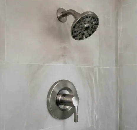 Installed bathroom faucet and sink