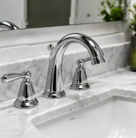 Installed bathroom faucet and sink
