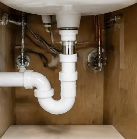 Installed bathroom faucet and sink